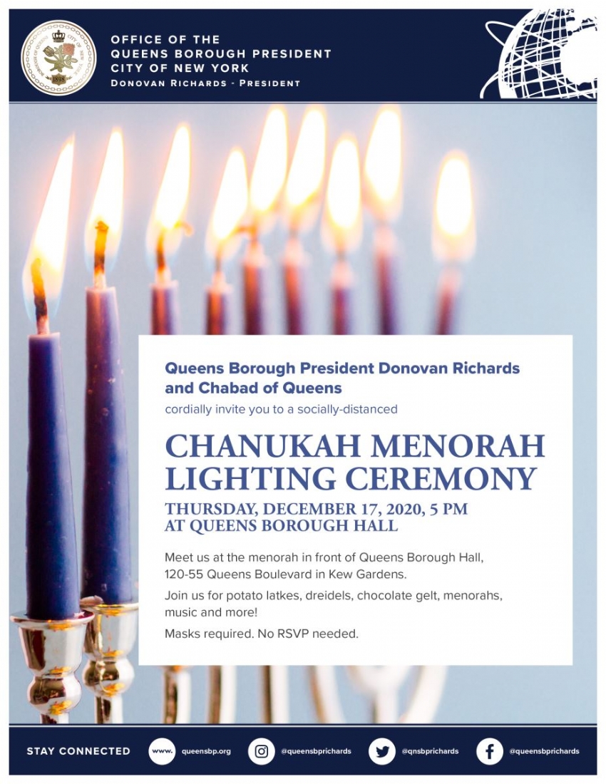 Menorah Lighting Schedule - Anshe Sholom Chabad JCC